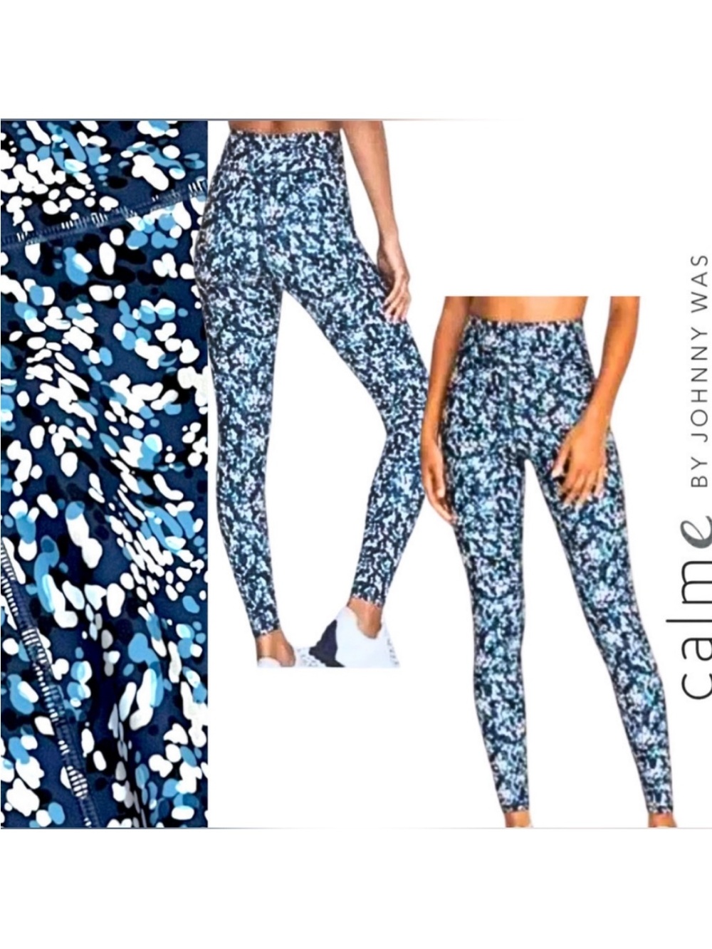 Johnny Was Calme Endurance High Waist 7/8 Leggings in Speckled Blue